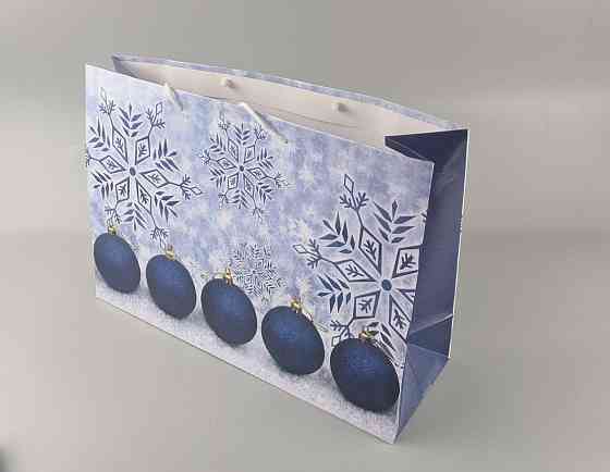 Картонные пакеты с ручками Гигант горизонтальные Новогодние  46*33*15-015 (12 шт) Харьков