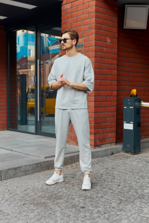 Комплект мужской футболка штаны Марсель оверсайз Серый S Харьков