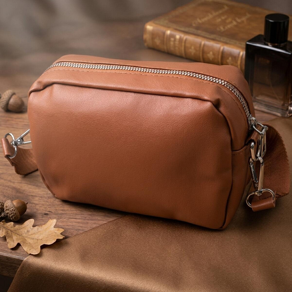 Женская сумка кросс-боди с монетницей из экокожи Vintage 22795 Рыжий Киев - изображение 14