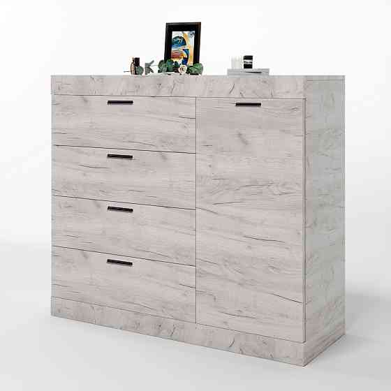 Комод с дверцятами і 4-ма ящиками Еверест Соната-5 105х38х94 дуб крафт білий (DTM-2701) Львів