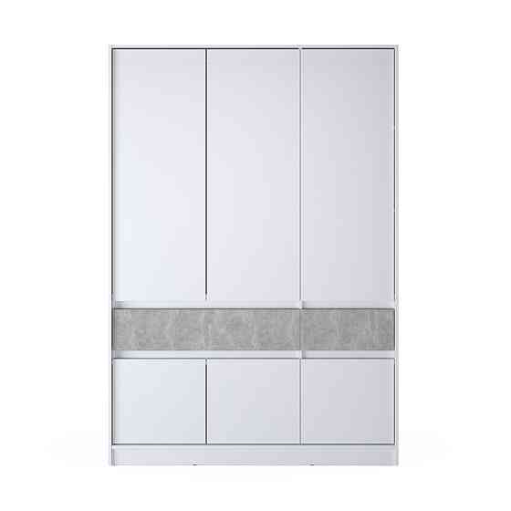 Шкаф распашный для одежды с выдвижными ящиками (полки - штанга) Эверест Стайл-1400 140х53х203 см Нимфея Альба (белый)/Бетон (DTM-071152) Львов