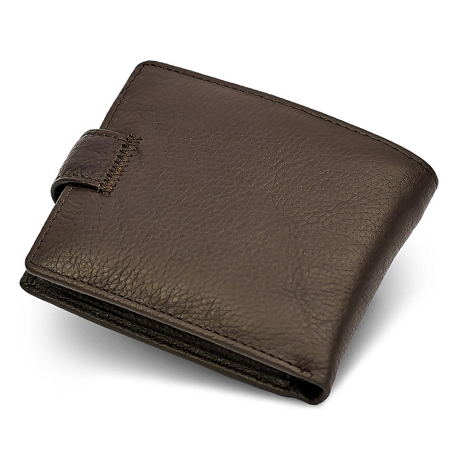Шкіряне чоловіче портмоне на кнопці ST Leather ST104 Коричневе Київ - фото 3
