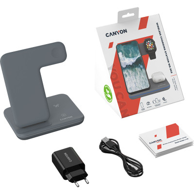Зарядний пристрій Canyon WS-303, 3in1 Wireless Dark Grey (CNS-WCS303DG) Вінниця - фото 8