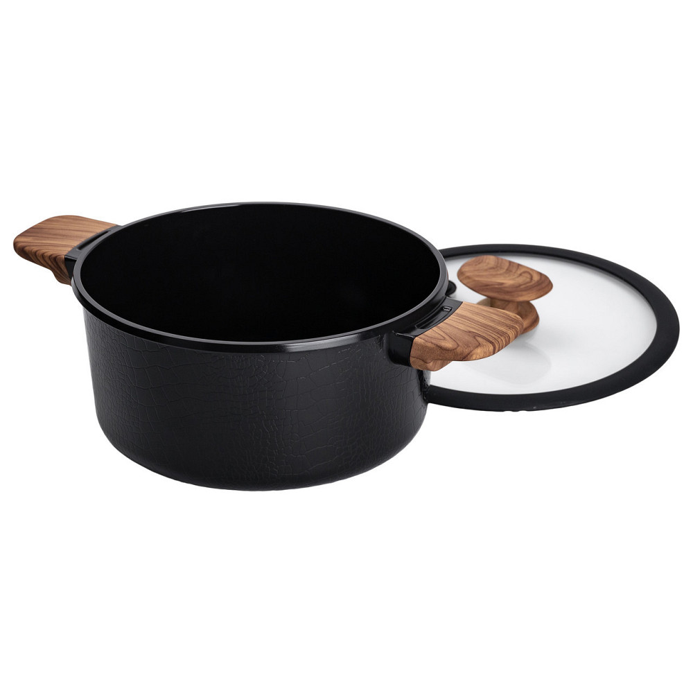 Каструля алюмінієва з керамічним покриттям 4.7 л чорна Київ - фото 3