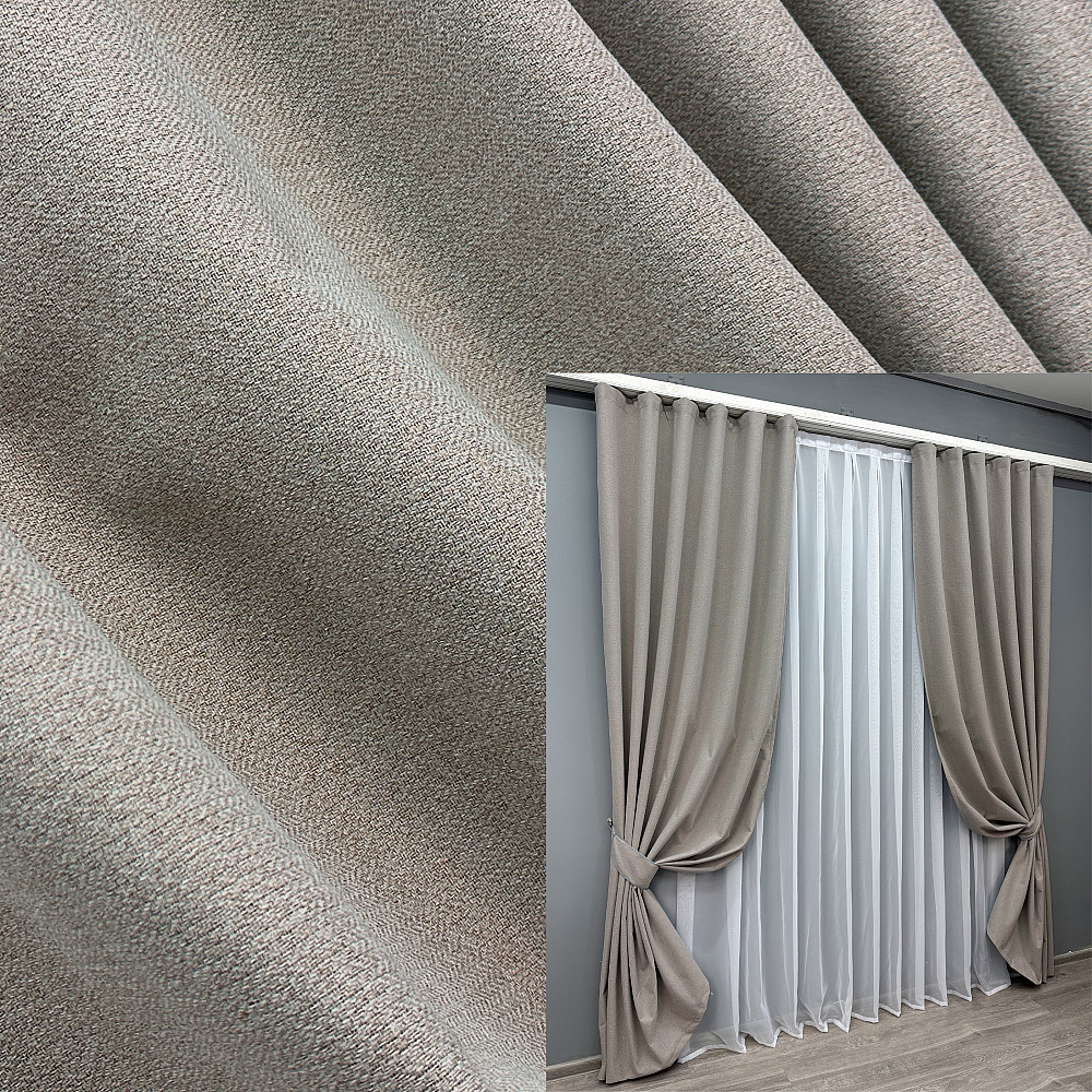 Комплект готовых штор VR-Textil Лен блэкаут № 1798ш Серый 150х260 см 2 шт (39-0071) Киев - изображение 1