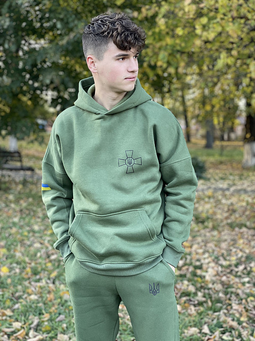 Хакі спортивний костюм унісекс ЗСУ з гербом Чернівці - фото 4