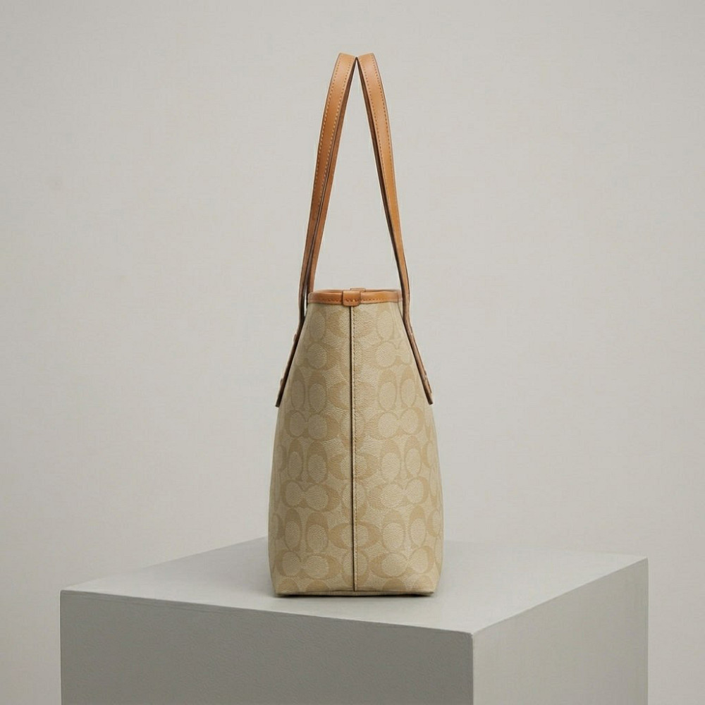 Женская сумка шоппер Coach City Tote светло коричневая (1386-4) Киев - изображение 3