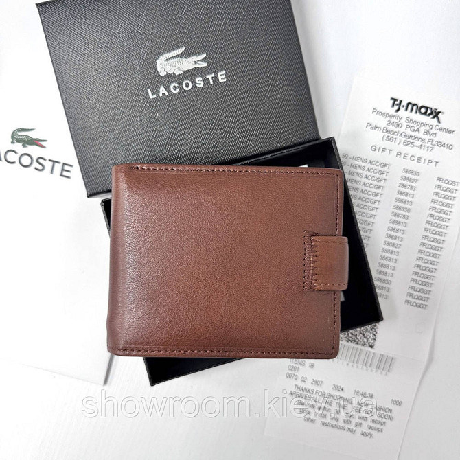 Чоловічий шкіряний гаманець на магніті Lacoste (82081) коричневий Київ - фото 5