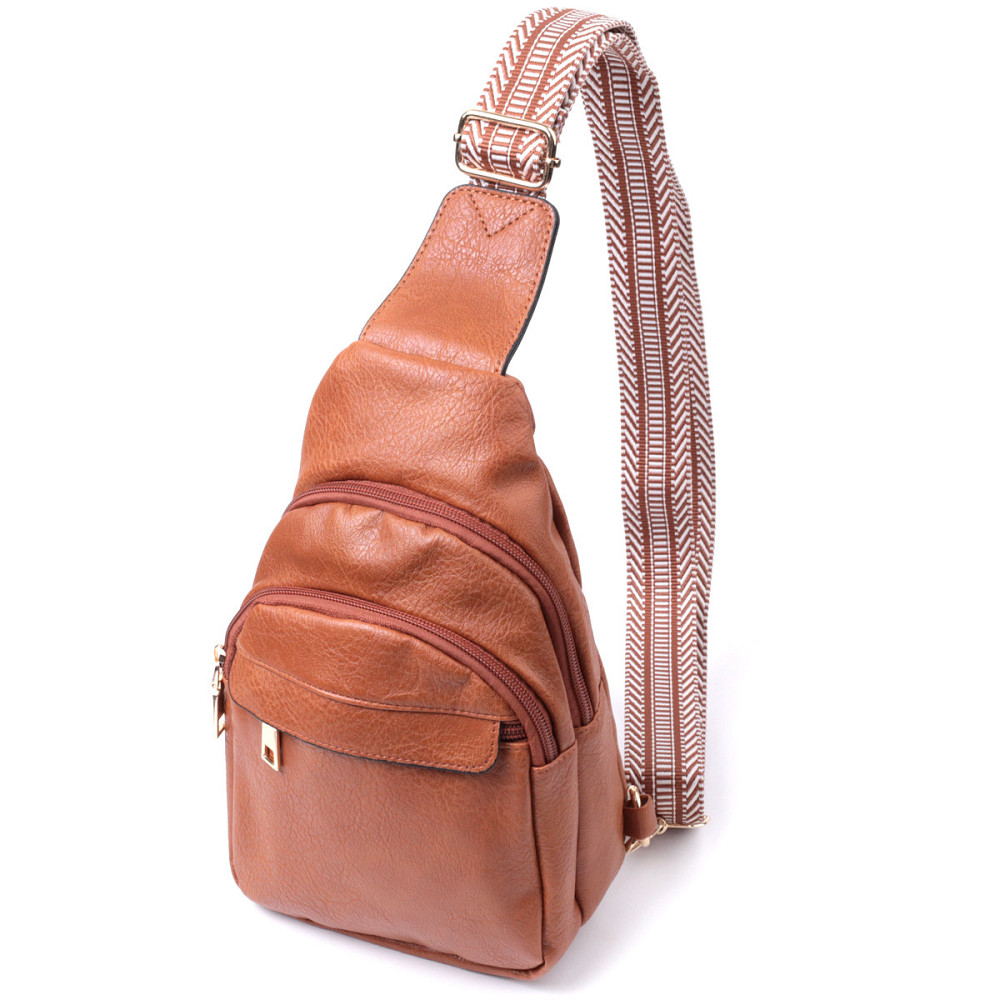 Практична жіноча сумка через плече з отвором для навушників з екошкіри Vintage 22789 Рудий Київ - фото 1