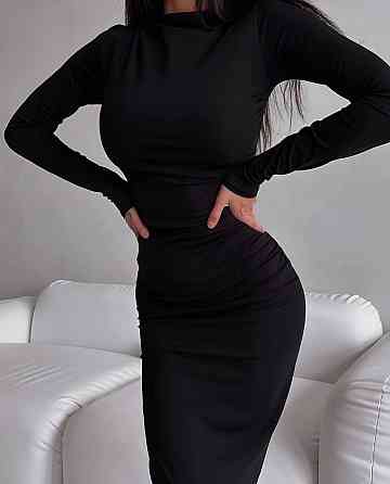 Женское силуэтное платье с драпировкой микродайвинг Черный, 44 Одесса