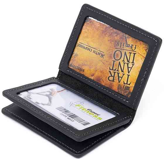 Візитниця з обкладинкою для ID-паспорта з натуральної шкіри GRANDE PELLE 11291 Чорна Київ