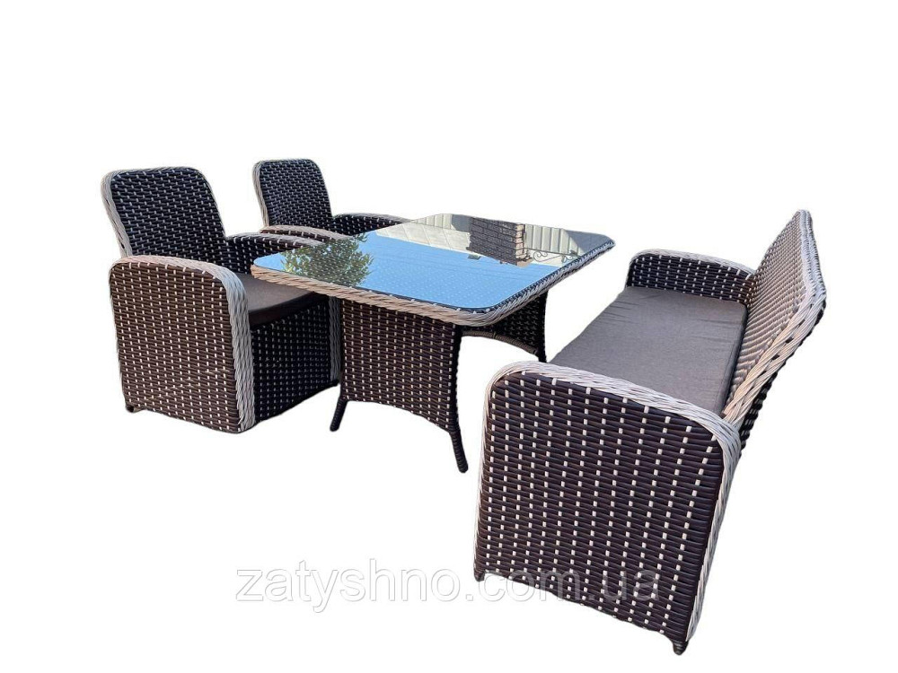 Ротангові меблі зі столом зі склом та подушками Київ - фото 2