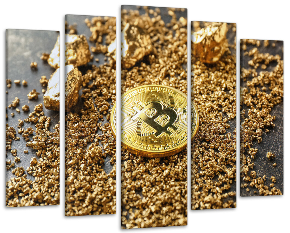 Модульна картина у вітальню / спальню Золотий Биткоин Art-376_5 ( 80х118см ) Київ - фото 1