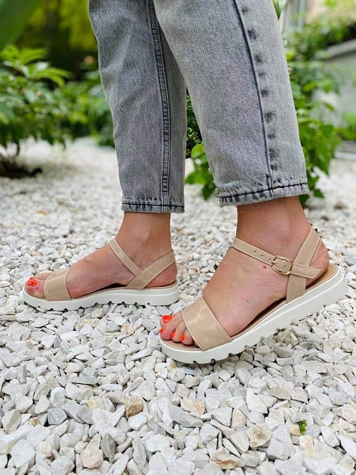 Mermaid Босоніжки жіночі 801 бежеві (літо, лак натуральний) (948) Коломия - фото 8