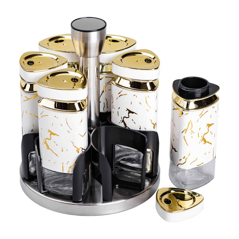 Yiwu Набір баночок для спецій 6 шт 120 мл карусель для зберігання спецій HP-1332 Киев - изображение 6