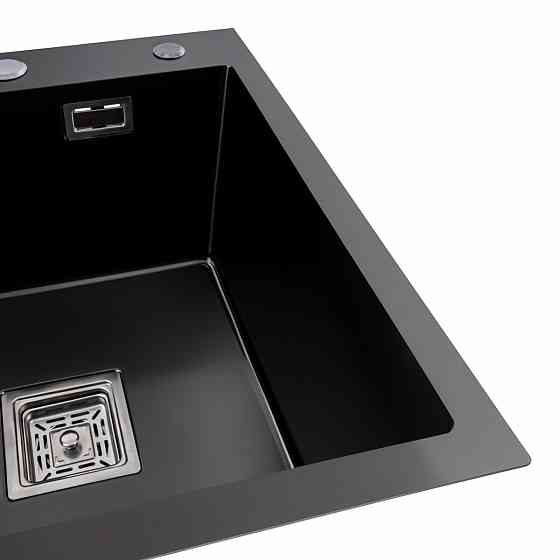 PLATINUM Кухонна мийка чорна Platinum PVD Handmade 65*50 R(квадратний сифон 3,0/1) Киев