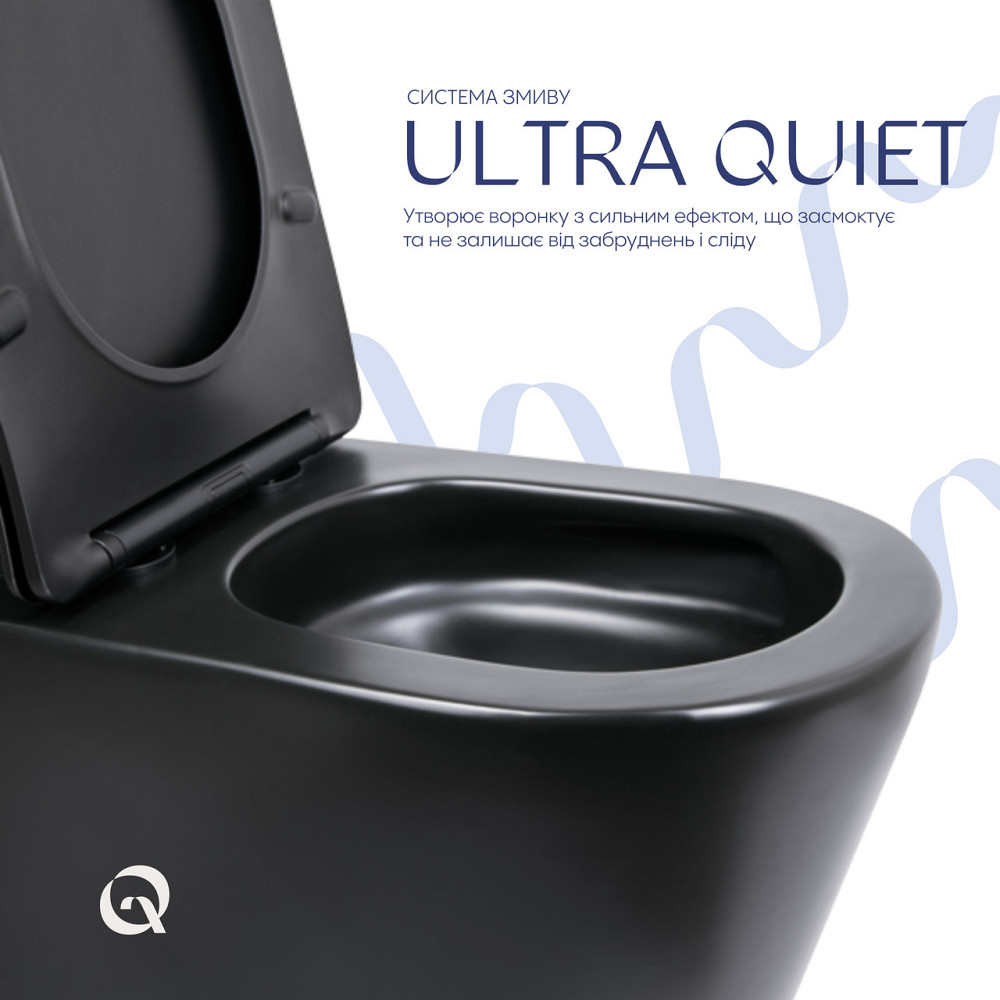 Унітаз підлоговий Qtap Scorpio Ultra Quiet безобідковий із сидінням Soft-Close MATT BLACK QT14226088AMB Київ - фото 5