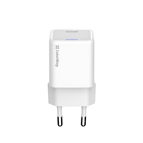 Зарядний пристрій мережевий Type-C PD 25W білий GaN Mini ColorWay Житомир