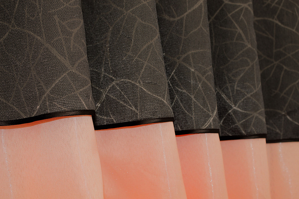 Кухонные шторы VR-Textil № 073к с ламбрекеном и подхватами персиковый с коричневым 270х170 см (52-0216) Киев - изображение 4