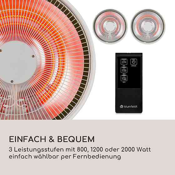 Настінний інфрачервоний нагрівач для патио Heatbell IPX4 800/1200/2000 Вт на відкритому повітрі білий Рівне