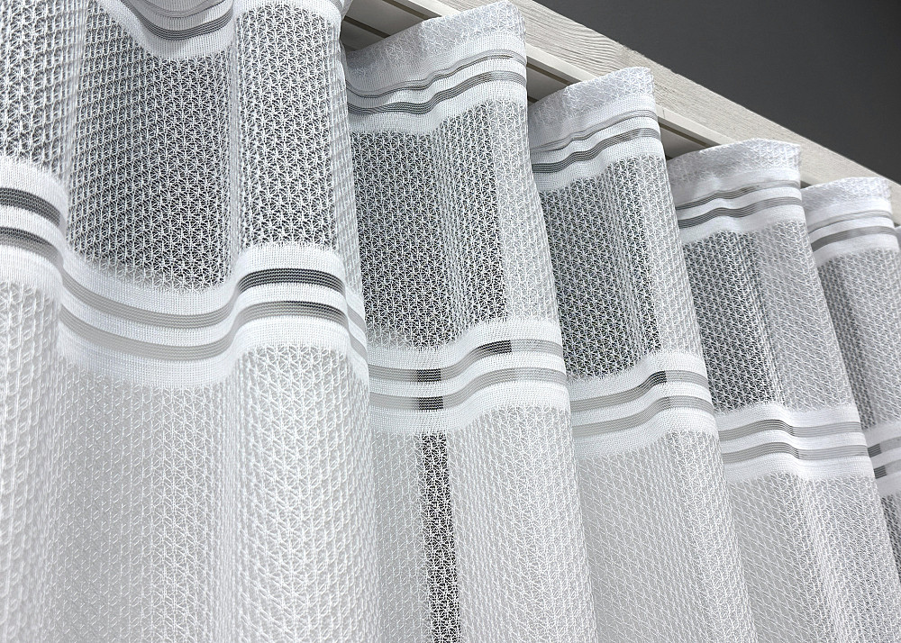Короткий тюль VR-Textil 1949т Жаккард Белый с серым 300х200 см (42-0883) Киев - изображение 7