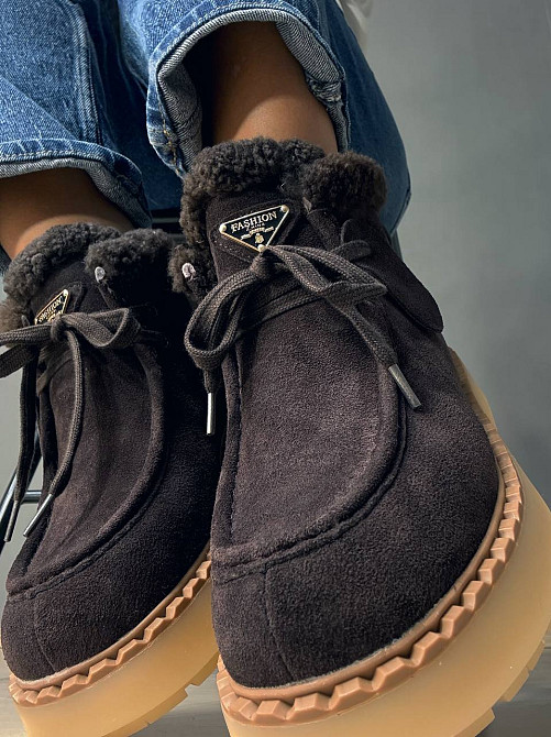 Ботинки женские Hengji 68-6 замшевые на меху с опушкой коричневые, 38, 24 см Киев - изображение 17