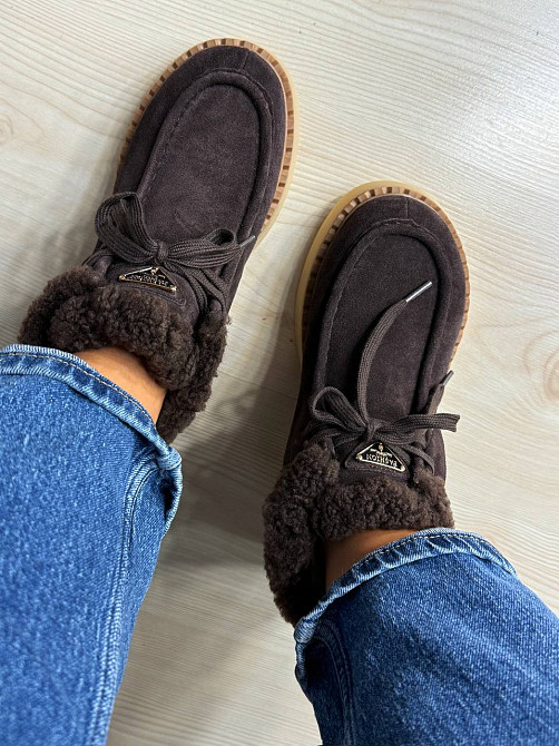 Черевики жіночі Hengji 68-6 замшеві на хутрі з опушкою коричневі, 36, 23 см Київ - фото 16