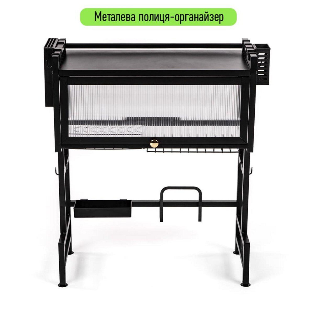 Полиця-органайзер для зберігання та сушіння посуду над раковиною мобільна з нержавіючої сталі 65х30х78см Чорна SW-00002115 Київ - фото 2