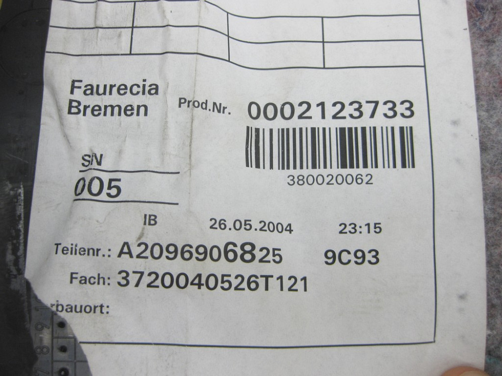 Mercedes-Benz  A2096906825 9C93 Верхня права бокова тканинна обшивка простору заднього пасажира колір "антрацит" CLK Coupe C209 Одеса - фото 12