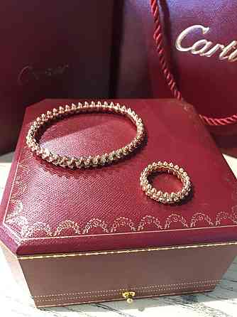 Cartier Комплект: браслет зубчики та кільце зубчики в рожевому золоті/Малюнок браслет і кільце Одеса