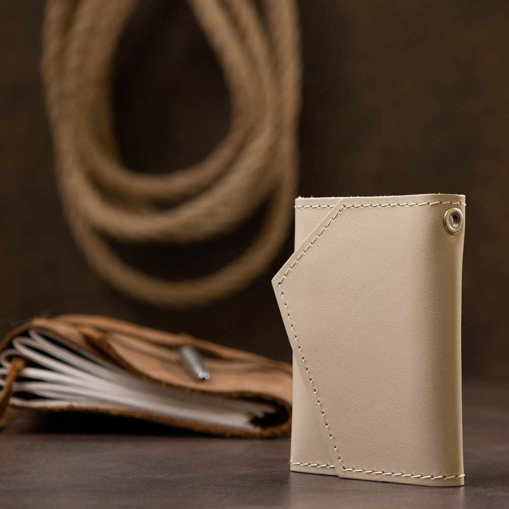 Невелика шкіряна ключниця Бежевий (GRANDE PELLE) Київ - фото 2