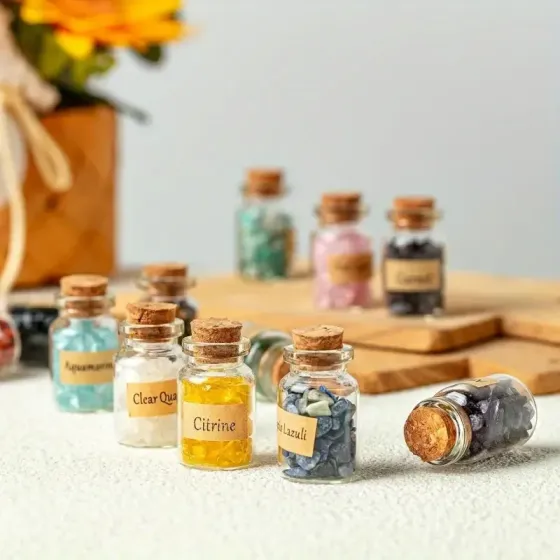 Набор 12 мини-бутылочек с крошкой натуральных камней – 3 см Киев