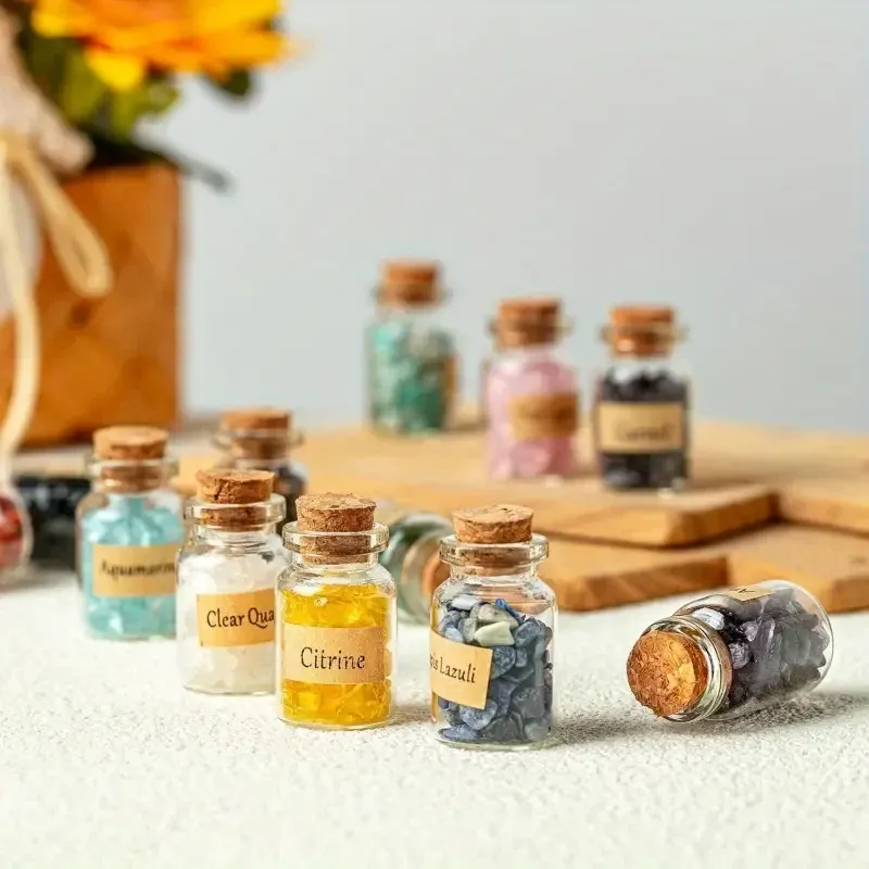 Набор 12 мини-бутылочек с крошкой натуральных камней – 3 см Киев - изображение 2