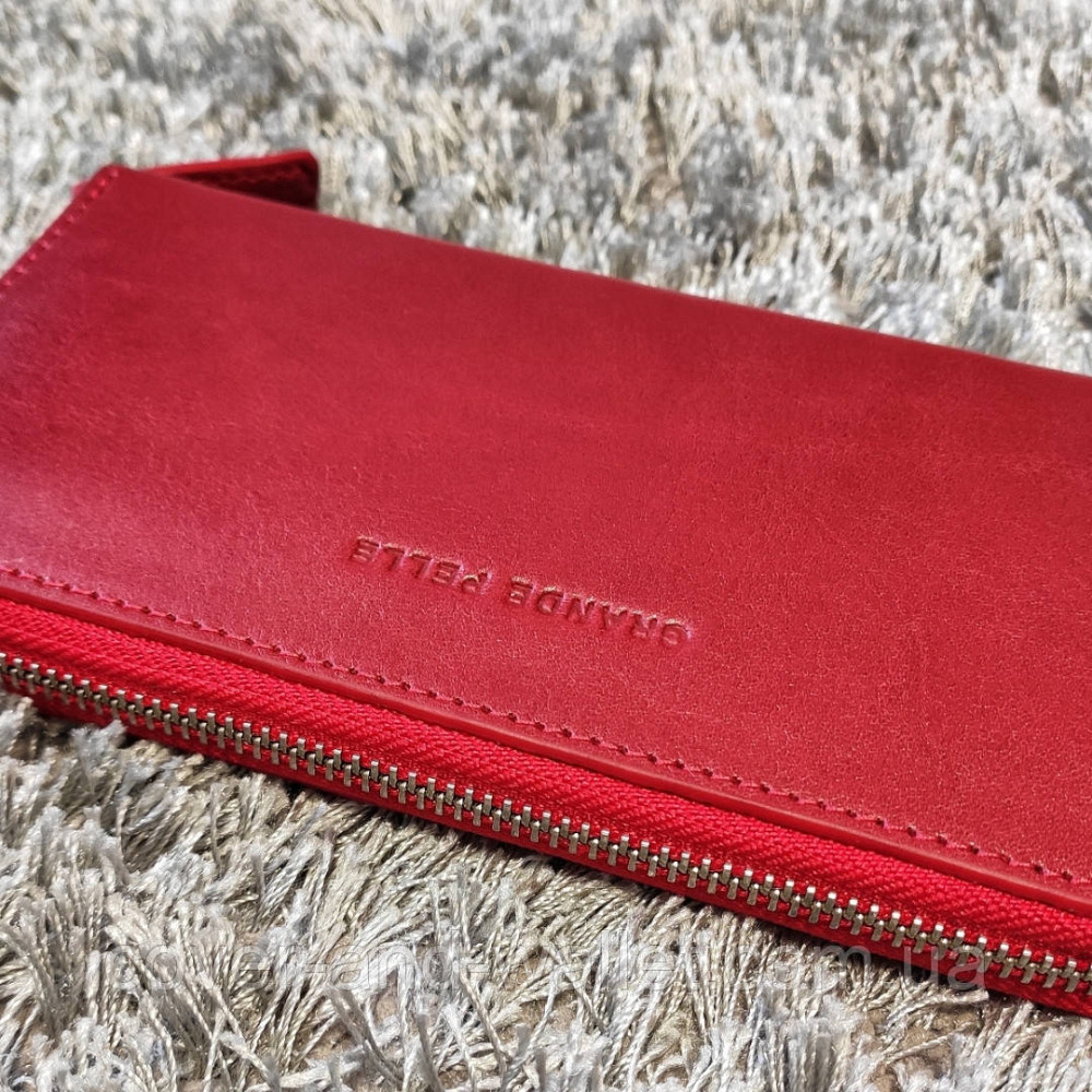 Красный женский кошелёк на молнии ручной работы Grande Pelle Serpente 532660 Киев - изображение 2