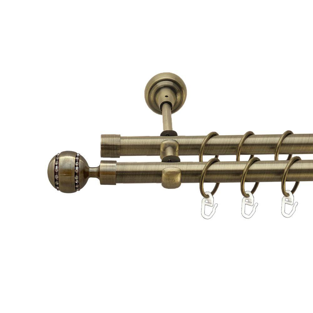 Карниз Orvit Аркадія металевий дворядний відкритий гладка труба кільце металеве Антик 19\19 мм 300 см Львов - изображение 1