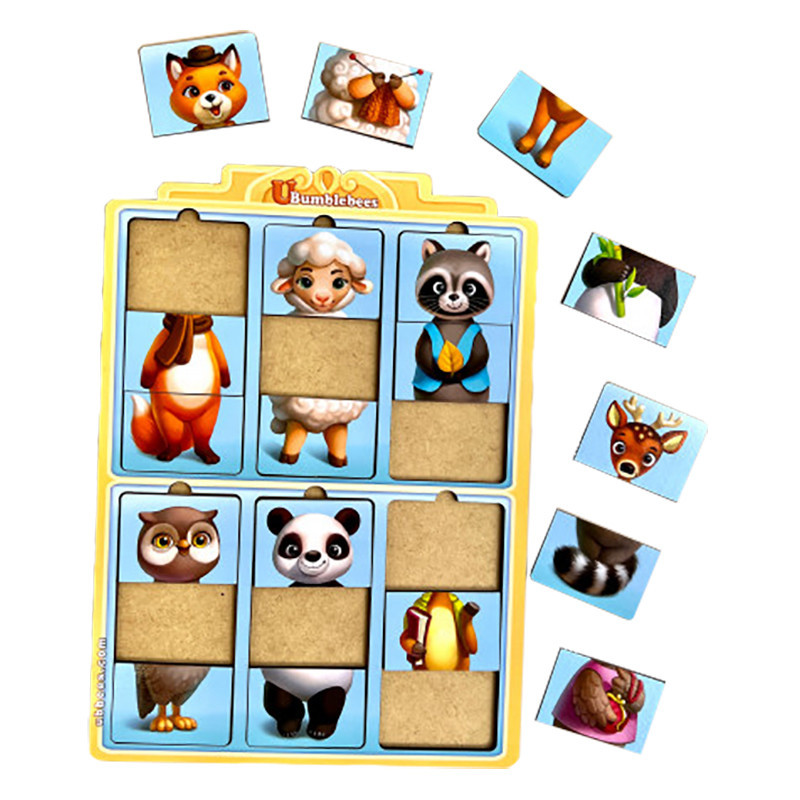 Дерев'яний пазл-вкладиш "Дивовижні звірятка-2" Ubumblebees (ПСФ131) PSF131, 6 тваринок Вінниця - фото 1