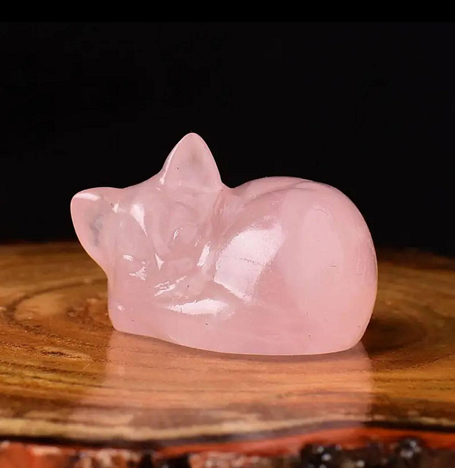 Фигурка кота из натурального камня розового кварца 35*20 мм. Киев - изображение 1
