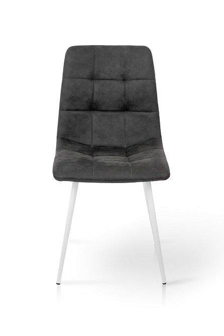 Стілець Чілі (круглий) білий/мкфібра вінтаж сірий Київ - фото 3