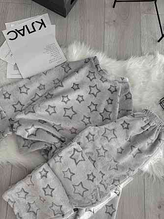 Женская теплая повседневная домашняя махровая пижама турецкая двусторонняя махра Серый, 46/48 Одесса