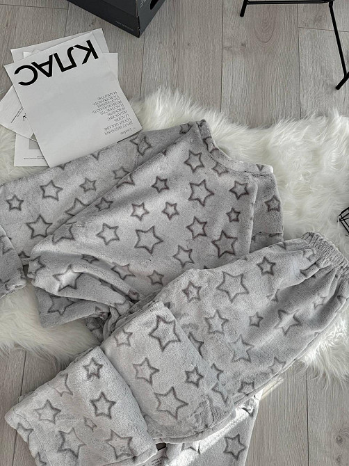 Жіноча тепла повсякденна махрова піжама турецька двостороння махра Сірий, 46/48 Одеса - фото 3