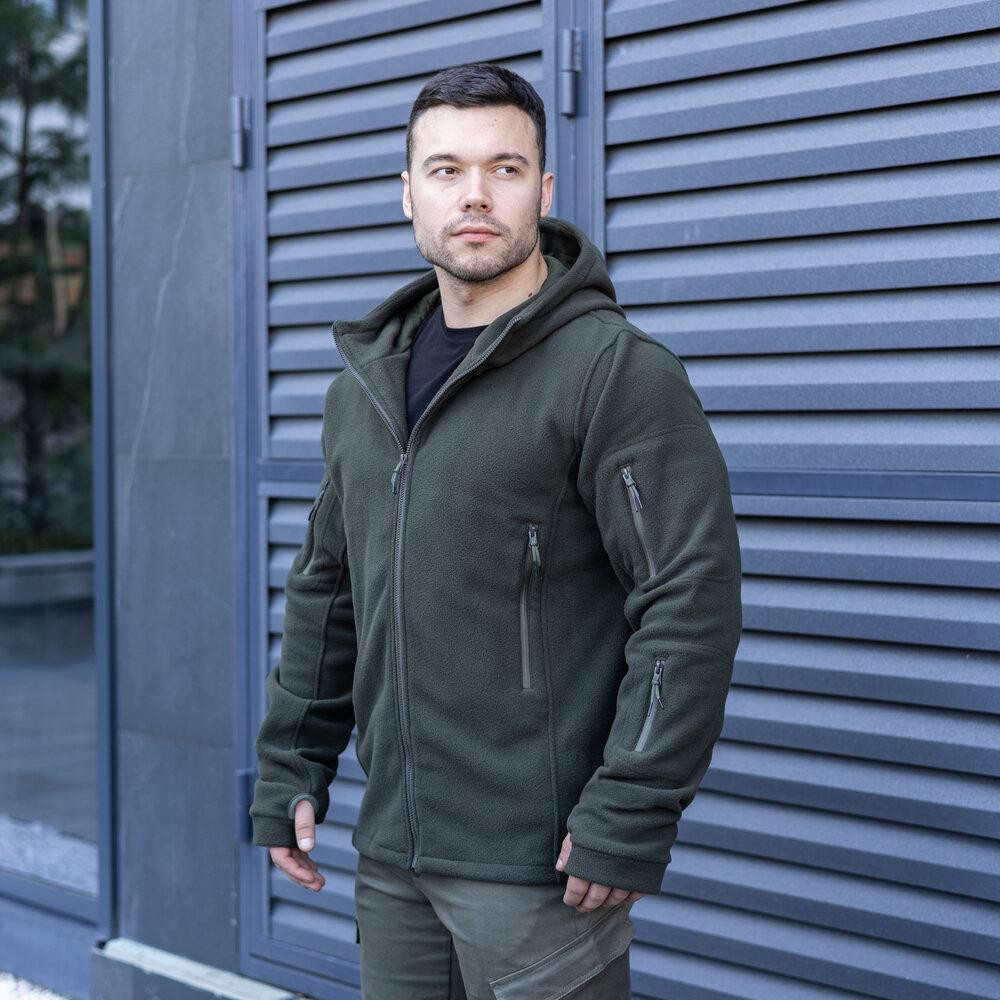Чоловіча толстовка флісова на блискавці Pobedov Explorer хакі Київ - фото 5
