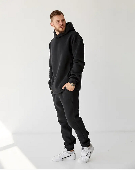 Мужской спортивный теплый костюм на флисе Черный 54 Харьков - изображение 3