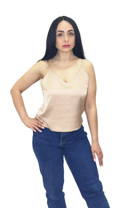 Шовкова майка на тонких бретельках Бежевий 3XL/4XL Харків - фото 6