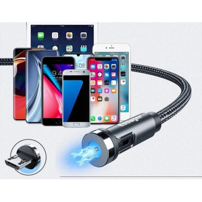 Дата кабель USB 2.0 AM to Micro 5P 1.0m magnetic black Essager (EXCCXM-WC0G) Винница - изображение 4