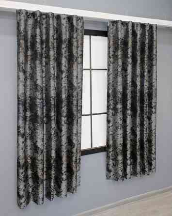 Комплект коротких штор VR-Textil Мармур Al-7 № 1461ш Сірий з чорним і какао 140х170 см 2 шт (35-0278) Київ