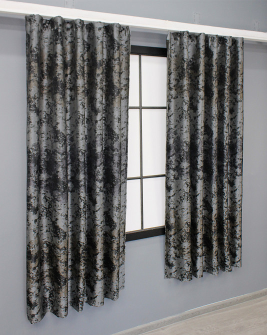 Комплект коротких штор VR-Textil Мармур Al-7 № 1461ш Сірий з чорним і какао 140х170 см 2 шт (35-0278) Київ - фото 3