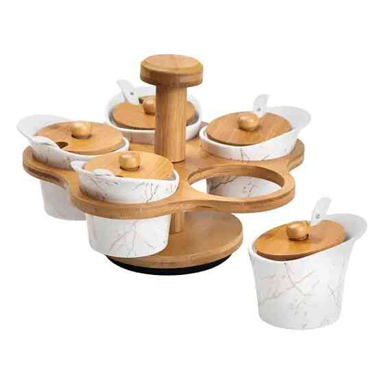 Набір для сипучих продуктів з 5 банками на підставці Київ