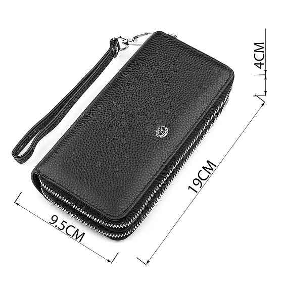 Кошелек женский ST Leather 18446 (ST238-2) две молнии Черный Киев