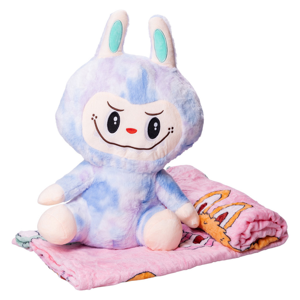 М'яка іграшка-плед, подушка 3 в 1 Лабубу 50 см Синій ТМ COLORFUL HOME LAB1BL Київ - фото 1