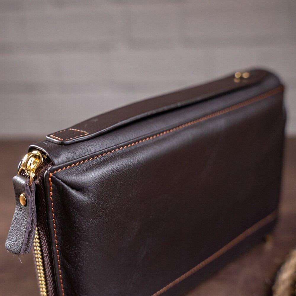 Мужской клатч-барсетка с ремешком на руку Коричневый (Vintage) Киев - изображение 3